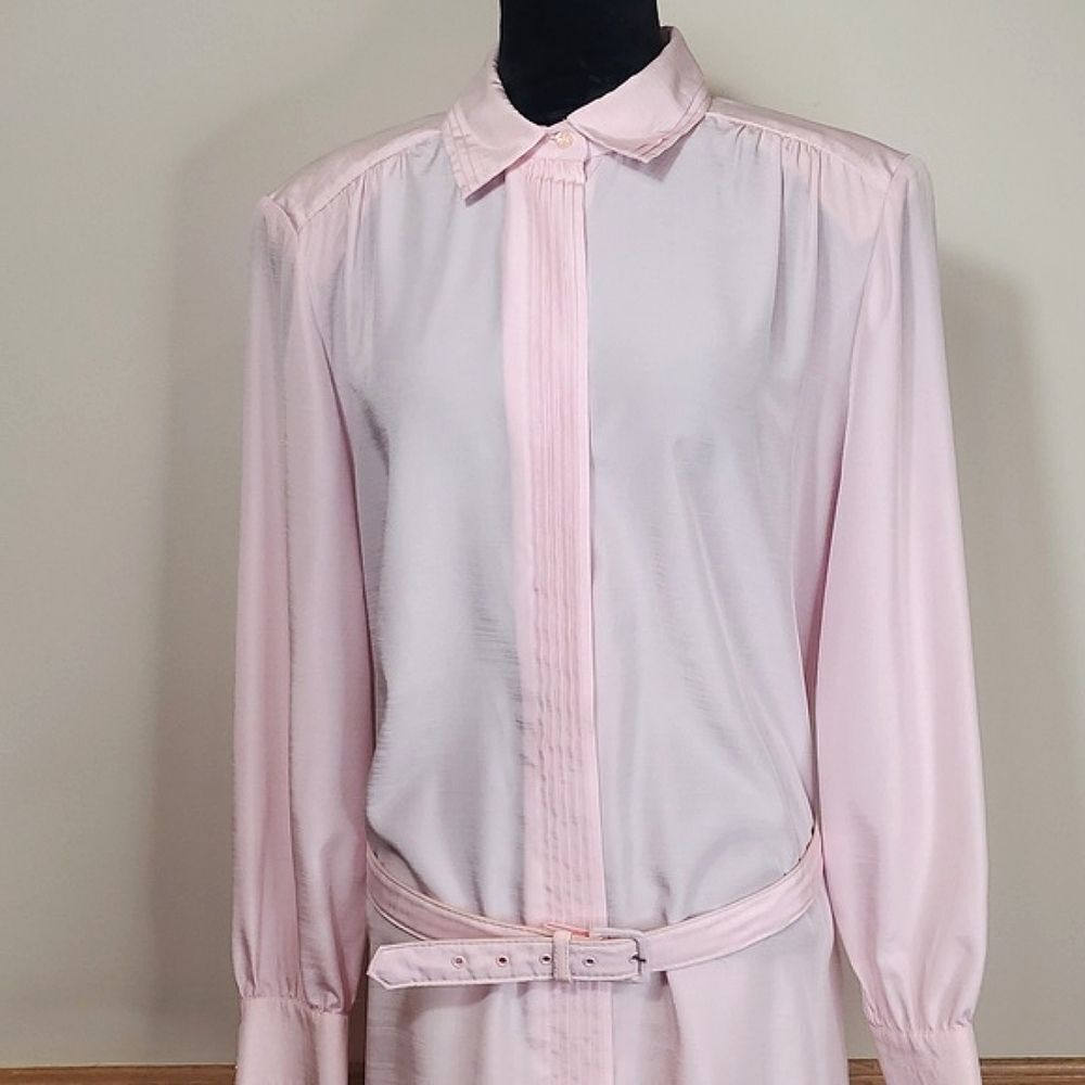 Schrader Sport Vintage Baby Pink Sheer Shirt Dress Size 18